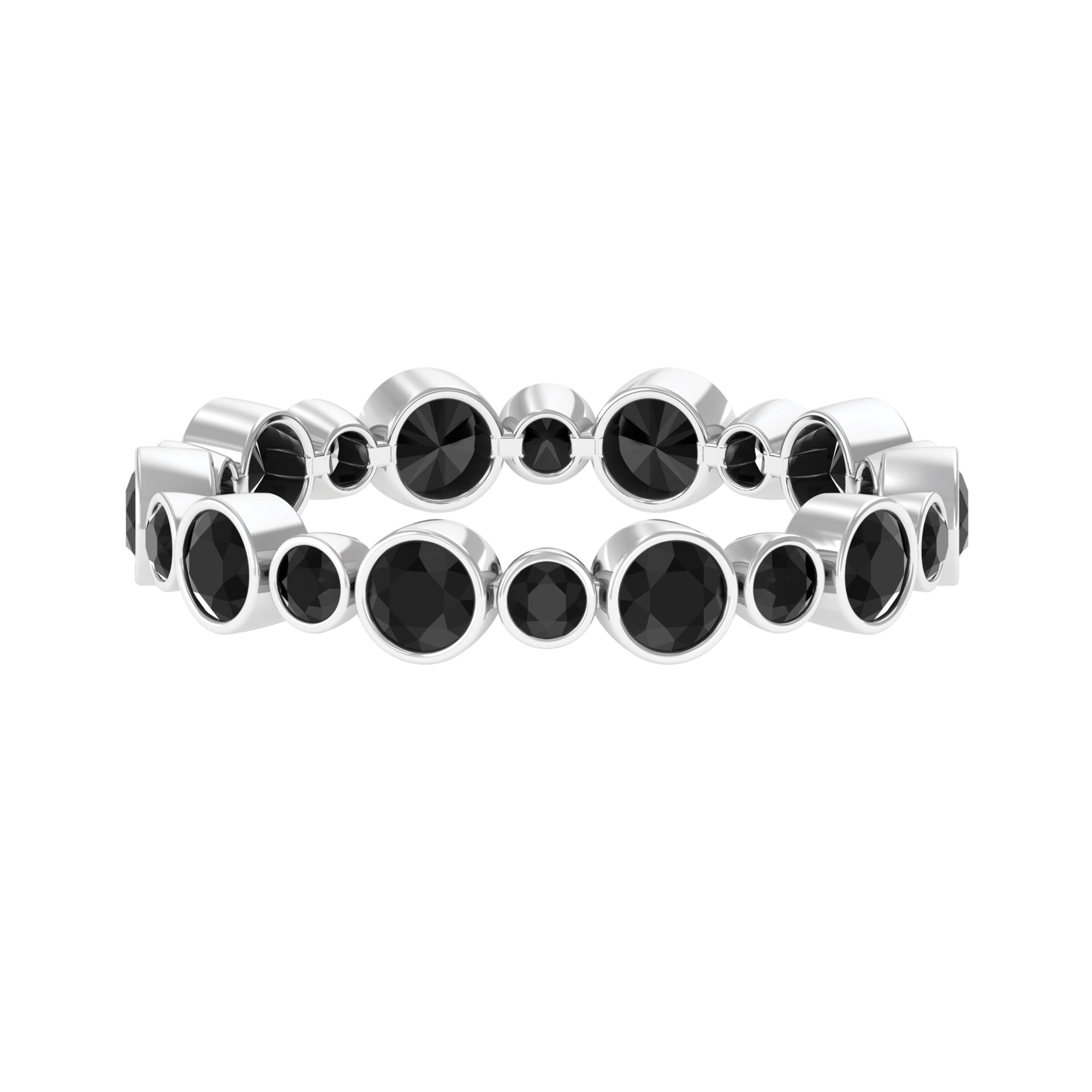 1.75 CT Bezel Set Black Diamond Full Eternity Stackable Ring Black Diamond - ( AAA ) - Quality - Rosec Jewels