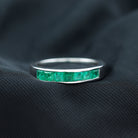 Princess Cut Created Emerald Half Eternity Band Ring in Channel Setting Lab Created Emerald - ( AAAA ) - Quality - Rosec Jewels