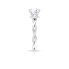 Rosec Jewels-Solitaire Ring with 8 MM Cushion Cut Moissanite in Prong Setting with Hidden Halo and Braided Shank