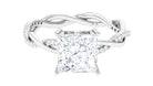 Rosec Jewels-3 CT Princess Cut Solitaire Moissanite Braided Ring in Prong Setting and Hidden Style