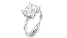 Rosec Jewels-3 CT Princess Cut Solitaire Moissanite Braided Ring in Prong Setting and Hidden Style