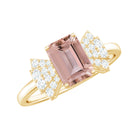 Emerald Cut Morganite Solitaire Engagement Ring with Diamond Morganite - ( AAA ) - Quality - Rosec Jewels