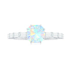 Asscher Cut Ethiopian Opal Solitaire Ring with Diamond Side Stones Ethiopian Opal - ( AAA ) - Quality - Rosec Jewels