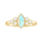 3/4 CT Real Ethiopian Opal Solitaire Ring with Diamond Trio Ethiopian Opal - ( AAA ) - Quality - Rosec Jewels