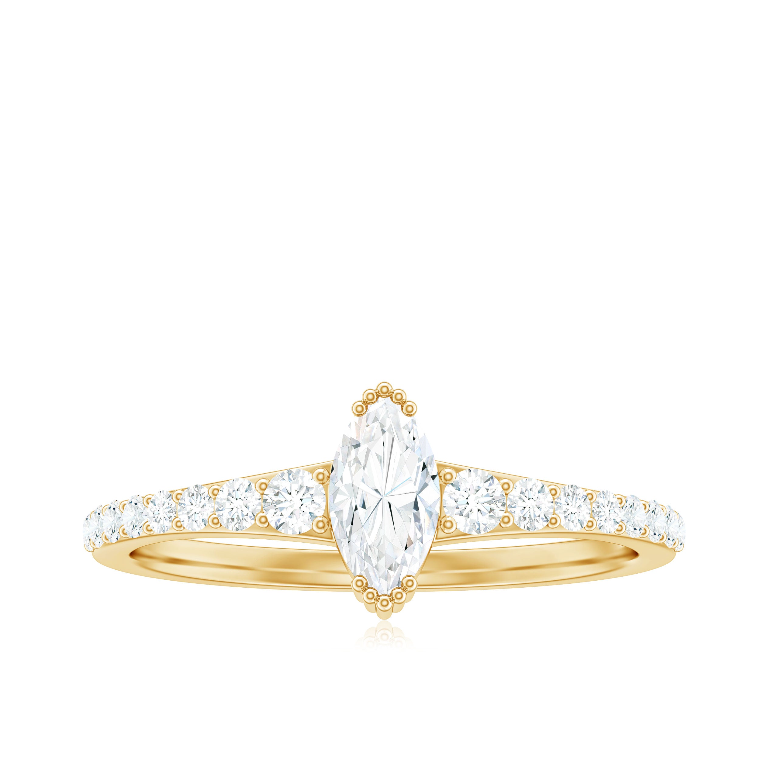 Naomi Watts Inspired Marquise Shape Moissanite Engagement Ring Moissanite - ( D-VS1 ) - Color and Clarity - Rosec Jewels