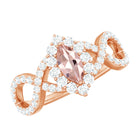 Marquise Morganite Crossover Engagement Ring with Diamond Morganite - ( AAA ) - Quality - Rosec Jewels