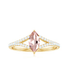 Marquise Morganite Split Shank Engagement Ring with Diamond Morganite - ( AAA ) - Quality - Rosec Jewels