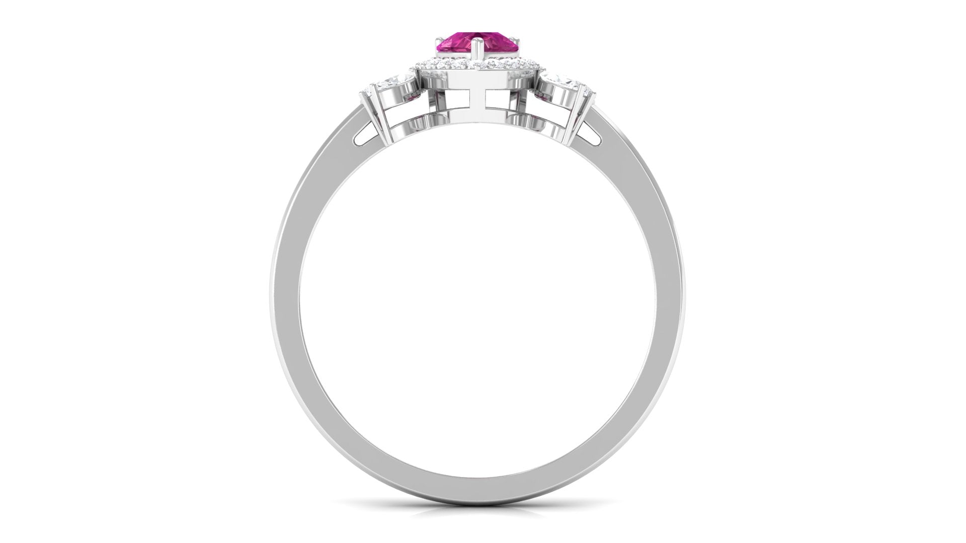 Pink Tourmaline Engagement Ring with Diamond Halo Pink Tourmaline - ( AAA ) - Quality - Rosec Jewels