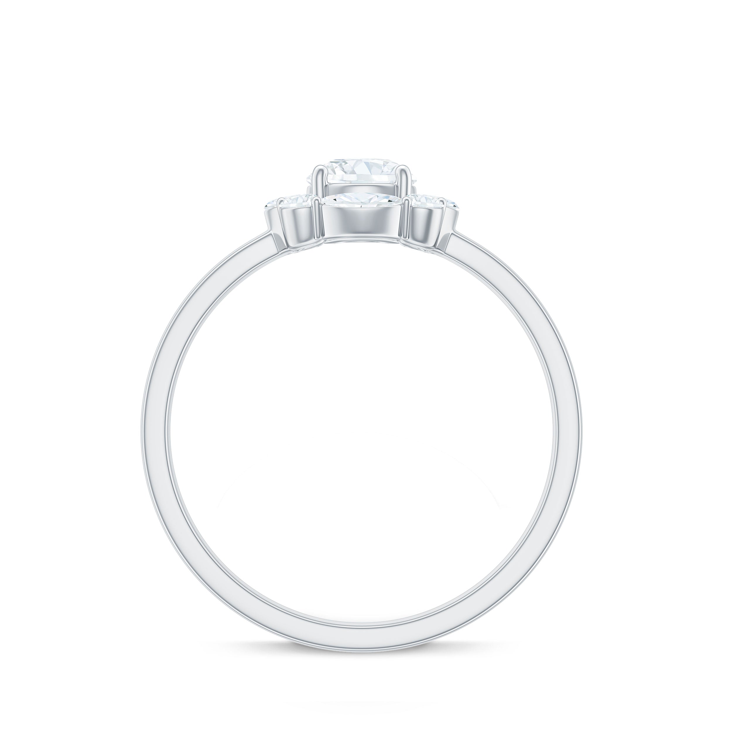 1.25 CT Round and Marquise Zircon Minimal Engagement Ring in Prong Setting Zircon - ( AAAA ) - Quality - Rosec Jewels