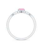 Oval Cut Rose Quartz and Diamond Ring with Split Shank Rose Quartz - ( AAA ) - Quality - Rosec Jewels