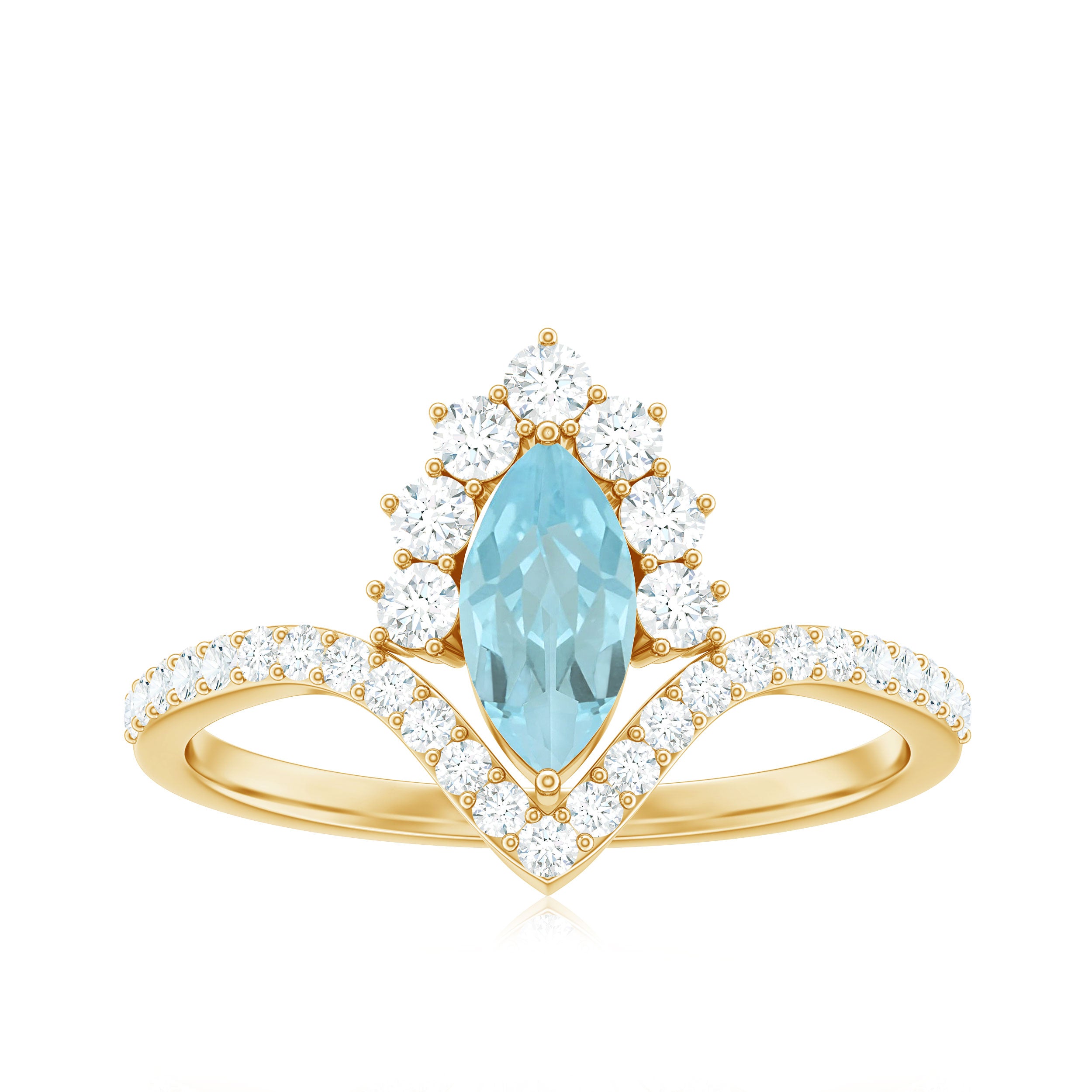 Marquise Cut Sky Blue Topaz Designer Ring with Diamond Frame Sky Blue Topaz - ( AAA ) - Quality - Rosec Jewels