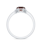 Claw Set Asscher Cut Garnet Solitaire Engagement Ring with Diamond Garnet - ( AAA ) - Quality - Rosec Jewels