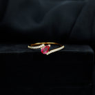 Pear Shape Lab Grown Ruby and Diamond Bypass Promise Ring Lab Created Ruby - ( AAAA ) - Quality - Rosec Jewels