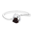 Heart Shape Garnet and Diamond Twisted Promise Ring Garnet - ( AAA ) - Quality - Rosec Jewels