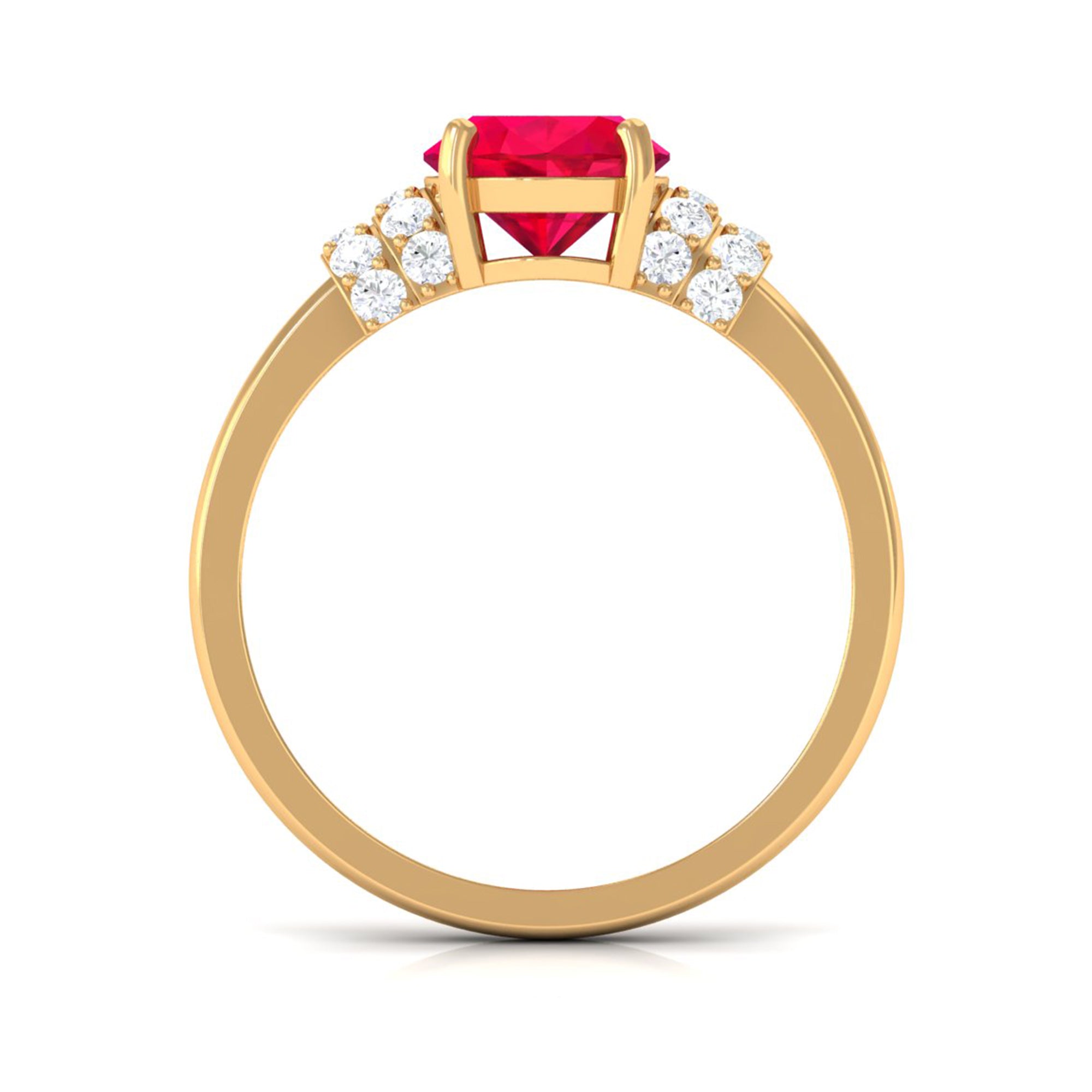 Created Ruby Oval Engagement Ring with Diamond Lab Created Ruby - ( AAAA ) - Quality - Rosec Jewels