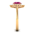 Claw Set Pink Tourmaline Cocktail Ring with Moissanite Halo in Gold Pink Tourmaline - ( AAA ) - Quality - Rosec Jewels