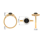 Claw Set Black Onyx Cocktail Engagement Ring with Diamond Halo Black Onyx - ( AAA ) - Quality - Rosec Jewels