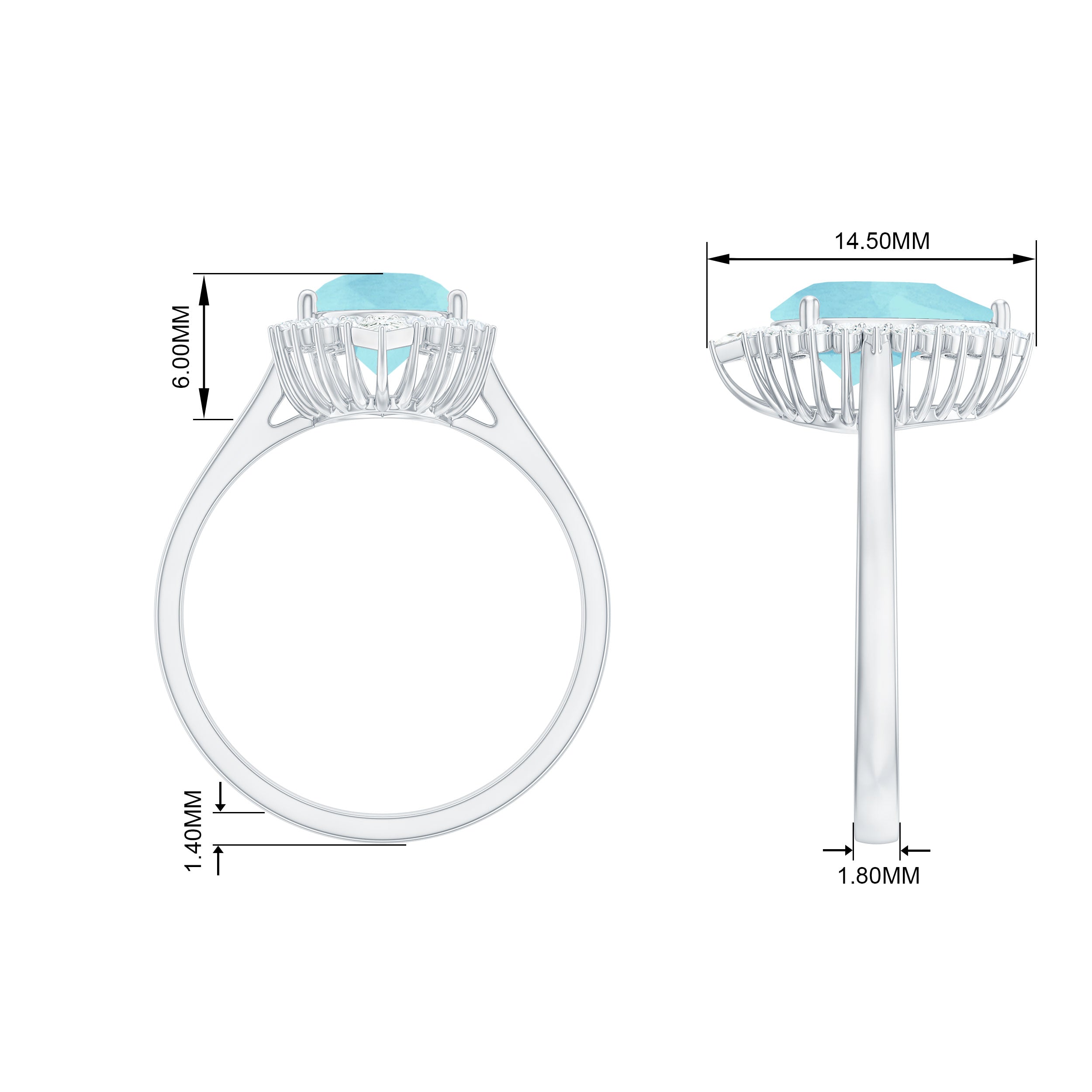 Pear Shaped Sky Blue Topaz and Diamond Halo Cocktail Ring Sky Blue Topaz - ( AAA ) - Quality - Rosec Jewels