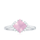 1.25 CT Princess Cut Rose Quartz Engagement Ring with Diamond Rose Quartz - ( AAA ) - Quality - Rosec Jewels