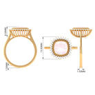 Cushion Cut Rose Quartz Statement Engagement Ring with Diamond Halo Rose Quartz - ( AAA ) - Quality - Rosec Jewels