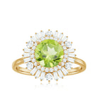 3 CT Round Peridot Cocktail Ring with Moissanite Double Halo Peridot - ( AAA ) - Quality - Rosec Jewels