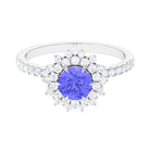 2 CT Round Tanzanite Statement Engagement Ring with Diamond Tanzanite - ( AAA ) - Quality - Rosec Jewels