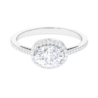 2.5 CT Oval Simulated Diamond East West Halo Engagement Ring Zircon - ( AAAA ) - Quality - Rosec Jewels