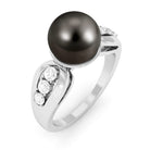 Solitaire Tahitian Pearl Engagement Ring with Diamond Side Stones Tahitian pearl - ( AAA ) - Quality - Rosec Jewels