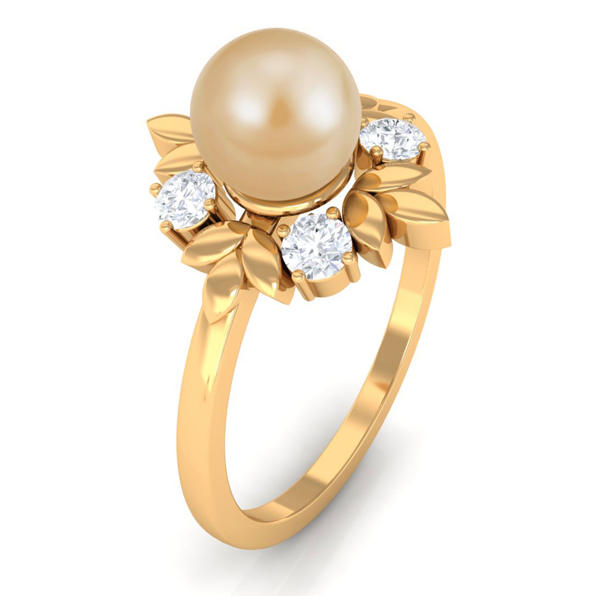 2.75 CT South Sea Pearl Cocktail Engagement Ring with Diamond South Sea Pearl - ( AAA ) - Quality - Rosec Jewels