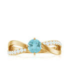 Infinity Shank Round Sky Blue Topaz Engagement Ring with Diamond Sky Blue Topaz - ( AAA ) - Quality - Rosec Jewels