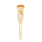 Infinity Shank Round Orange Sapphire Engagement Ring with Diamond Orange Sapphire - ( AAA ) - Quality - Rosec Jewels