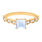 1 CT Princess Cut Moonstone Solitaire Ring with Diamond Side Stones Moonstone - ( AAA ) - Quality - Rosec Jewels