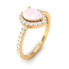 1 CT Minimal Rose Quartz Engagement Ring with Diamond Accent Rose Quartz - ( AAA ) - Quality - Rosec Jewels