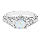 Antique Style Round Ethiopian Opal Engagement Ring with Diamond Ethiopian Opal - ( AAA ) - Quality - Rosec Jewels