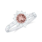 1 CT Round Morganite and Diamond Halo Engagement Ring Morganite - ( AAA ) - Quality - Rosec Jewels