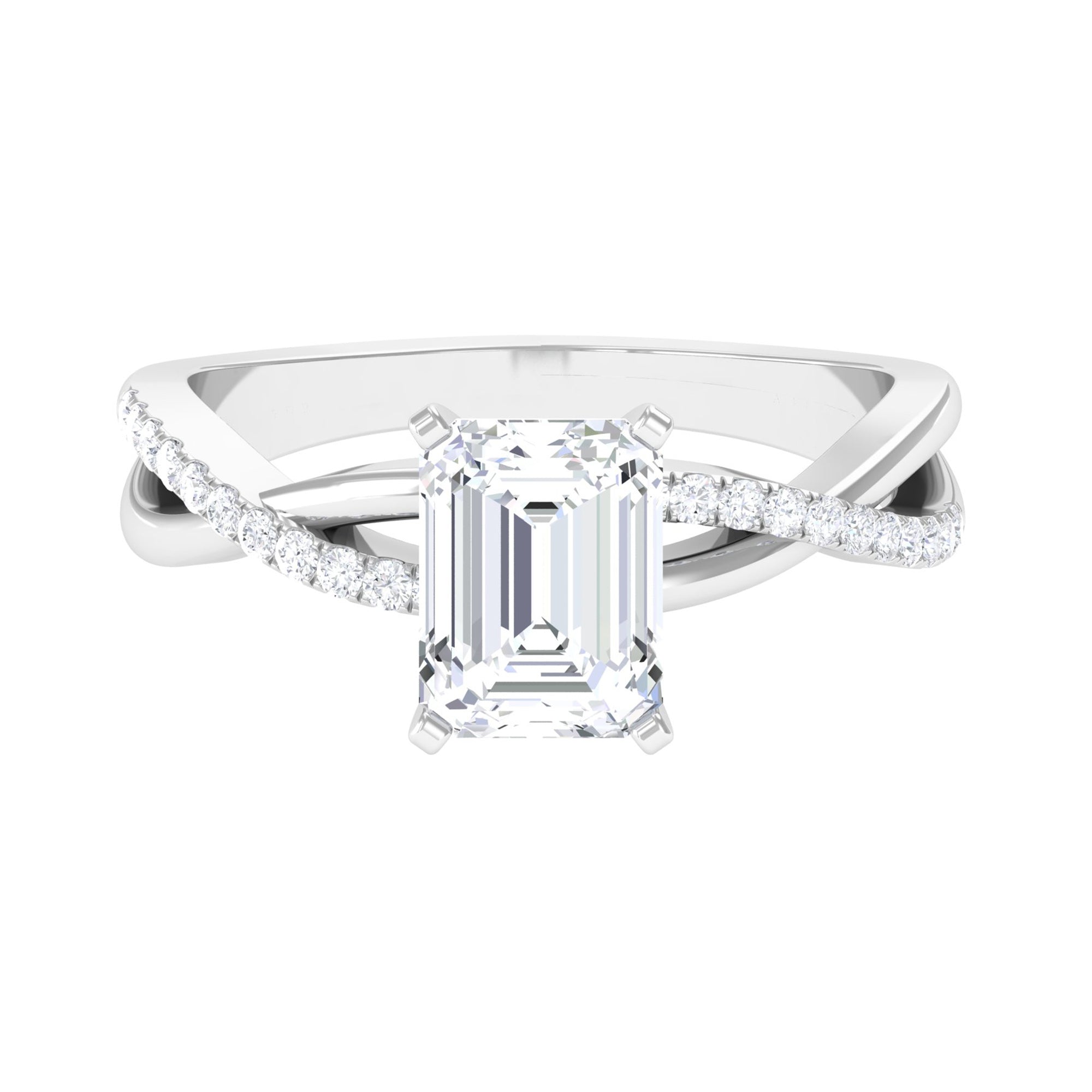 Emerald Cut Zircon Solitaire Ring in Infinity Shank Zircon - ( AAAA ) - Quality - Rosec Jewels