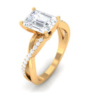 Emerald Cut Zircon Solitaire Ring in Infinity Shank Zircon - ( AAAA ) - Quality - Rosec Jewels