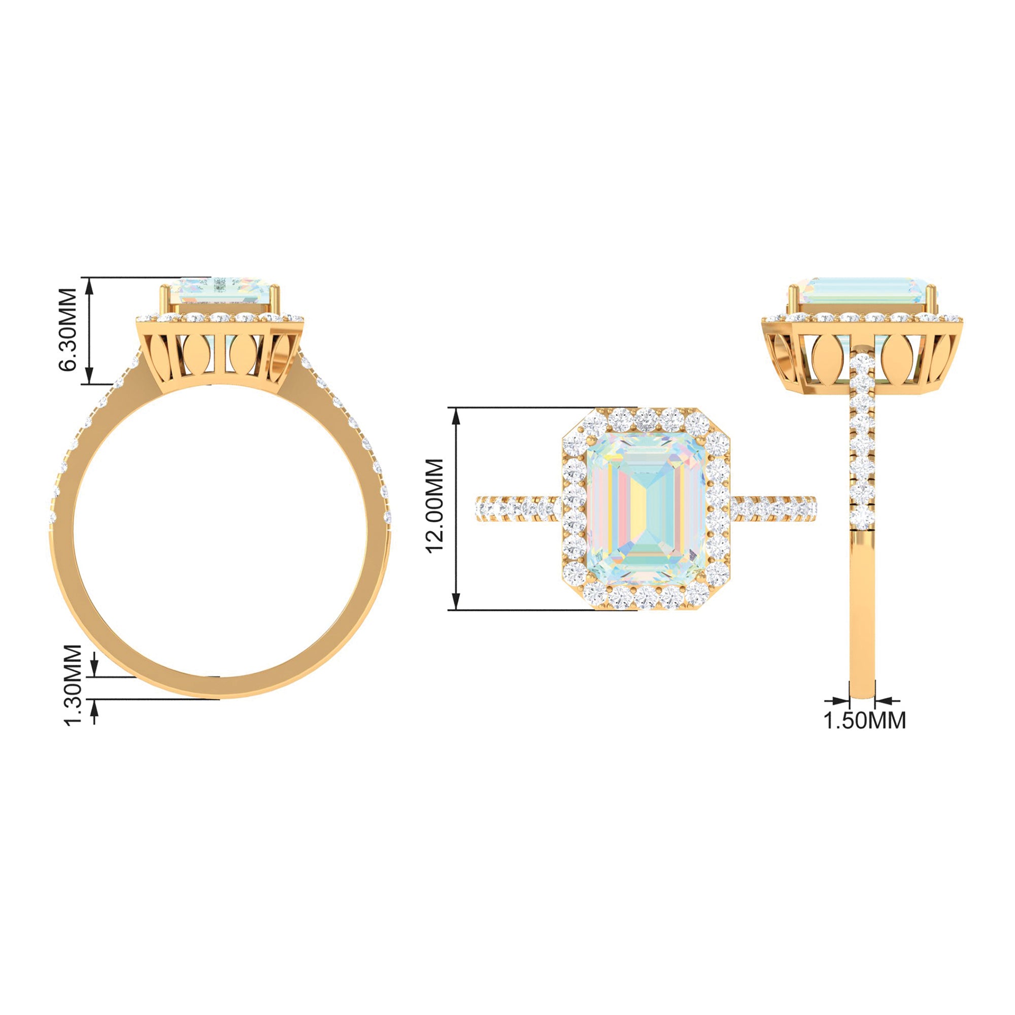 Octagon Ethiopian Opal Halo Engagement Ring with Diamond Ethiopian Opal - ( AAA ) - Quality - Rosec Jewels