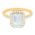 Octagon Ethiopian Opal Halo Engagement Ring with Diamond Ethiopian Opal - ( AAA ) - Quality - Rosec Jewels