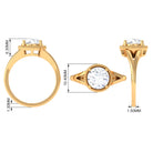 2 CT Round Cubic Zirconia Solitaire Gold Ring in Split Shank Zircon - ( AAAA ) - Quality - Rosec Jewels