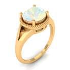 2 CT Round Ethiopian Opal Solitaire Gold Ring in Split Shank Ethiopian Opal - ( AAA ) - Quality - Rosec Jewels