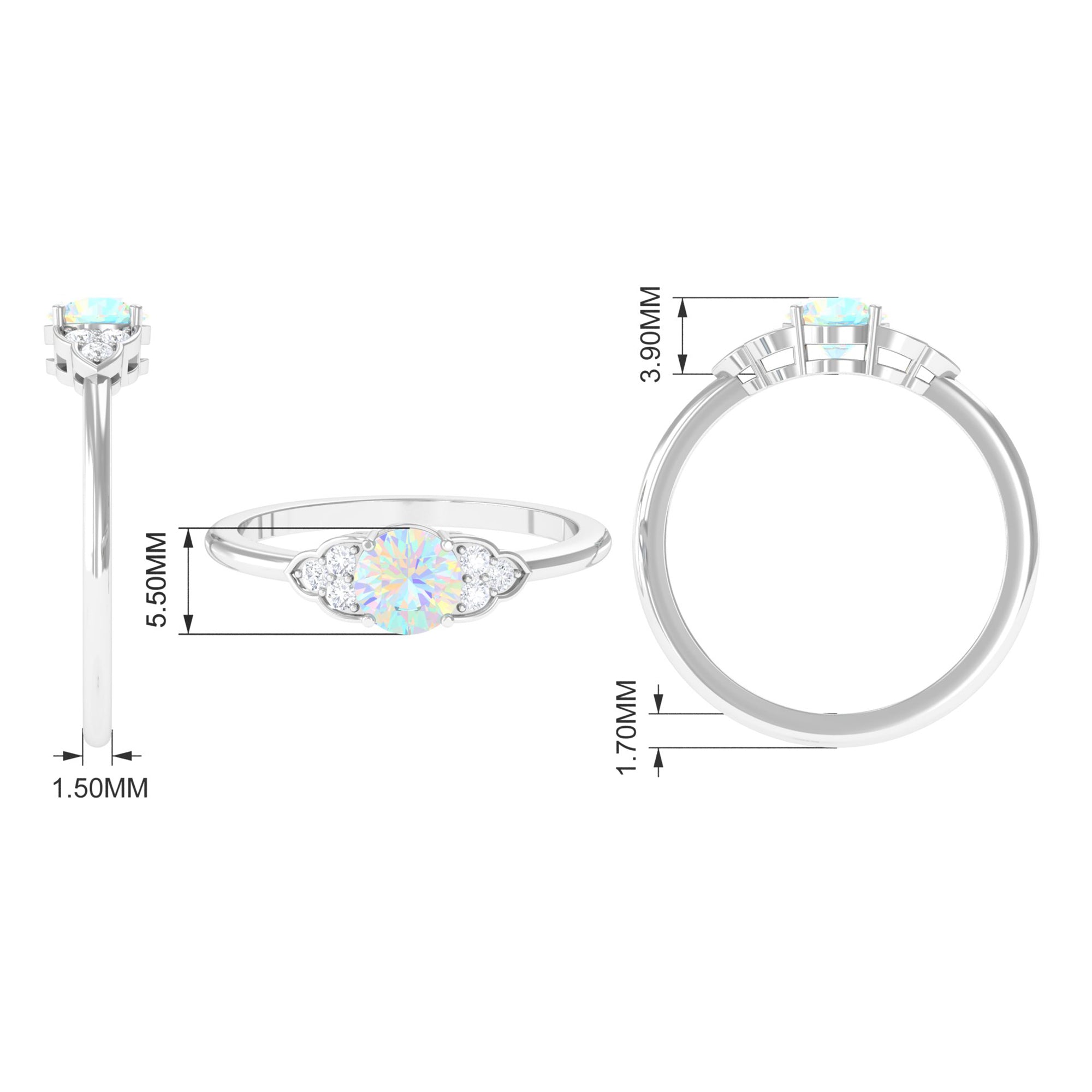 3/4 CT Ethiopian Opal Engagement Ring with Diamond Trio Ethiopian Opal - ( AAA ) - Quality - Rosec Jewels