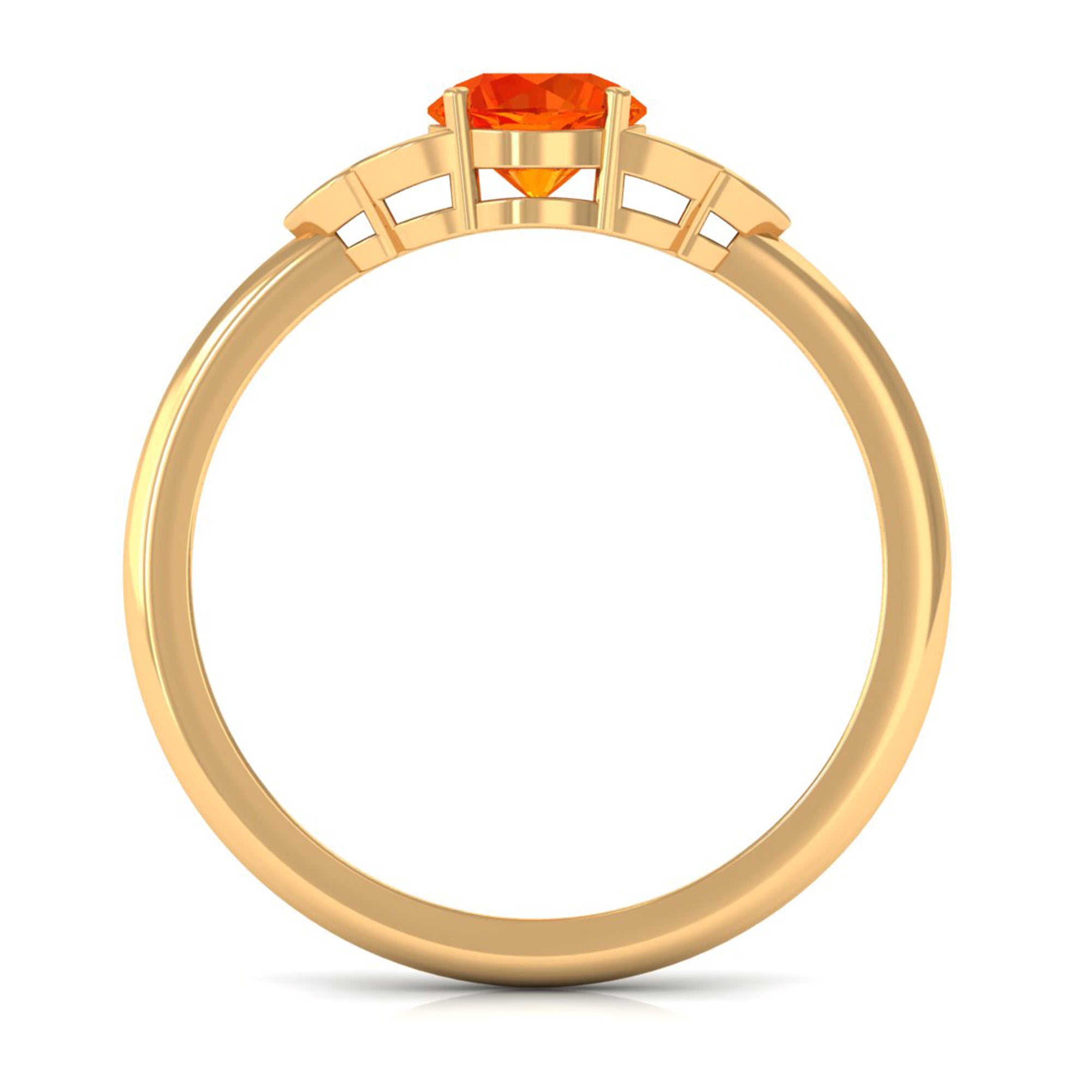 3/4 CT Orange Sapphire Engagement Ring with Diamond Trio Orange Sapphire - ( AAA ) - Quality - Rosec Jewels