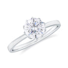 1 CT Simulated Diamond Solitaire Ring in Lotus Basket Setting Zircon - ( AAAA ) - Quality - Rosec Jewels