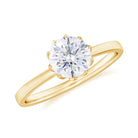 1 CT Simulated Diamond Solitaire Ring in Lotus Basket Setting Zircon - ( AAAA ) - Quality - Rosec Jewels