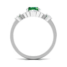 Oval Cut Solitaire Created Emerald Engagement Ring with Diamond Lab Created Emerald - ( AAAA ) - Quality - Rosec Jewels