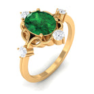 Oval Cut Solitaire Created Emerald Engagement Ring with Diamond Lab Created Emerald - ( AAAA ) - Quality - Rosec Jewels