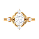 2.25 CT Oval Cut Solitaire Simulated Diamond Gold Cocktail Ring Zircon - ( AAAA ) - Quality - Rosec Jewels