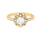 1.5 CT Round Certified Moissanite Flower Engagement Ring Moissanite - ( D-VS1 ) - Color and Clarity - Rosec Jewels