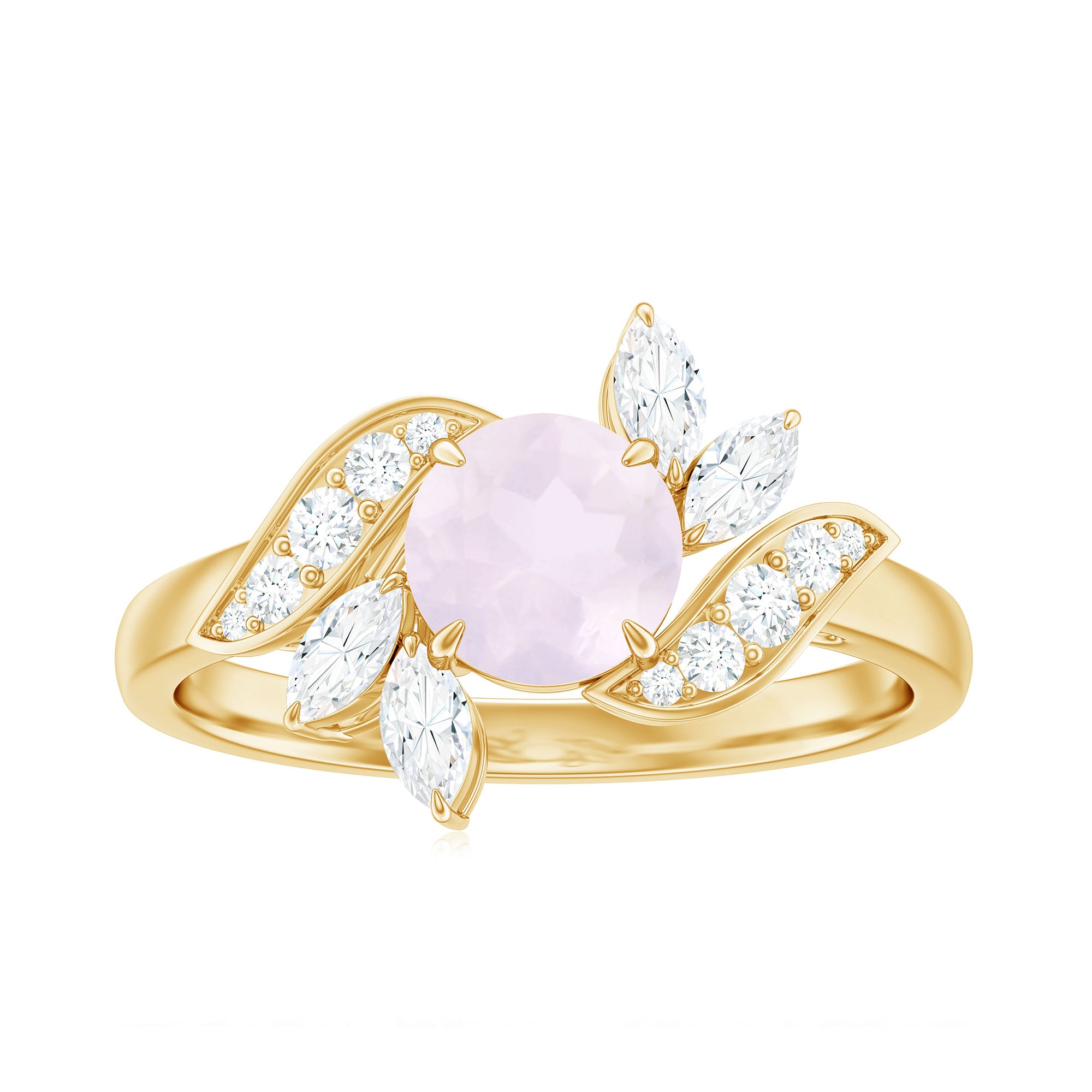 1.25 CT Rose Quartz Flower Engagement Ring with Diamond Rose Quartz - ( AAA ) - Quality - Rosec Jewels